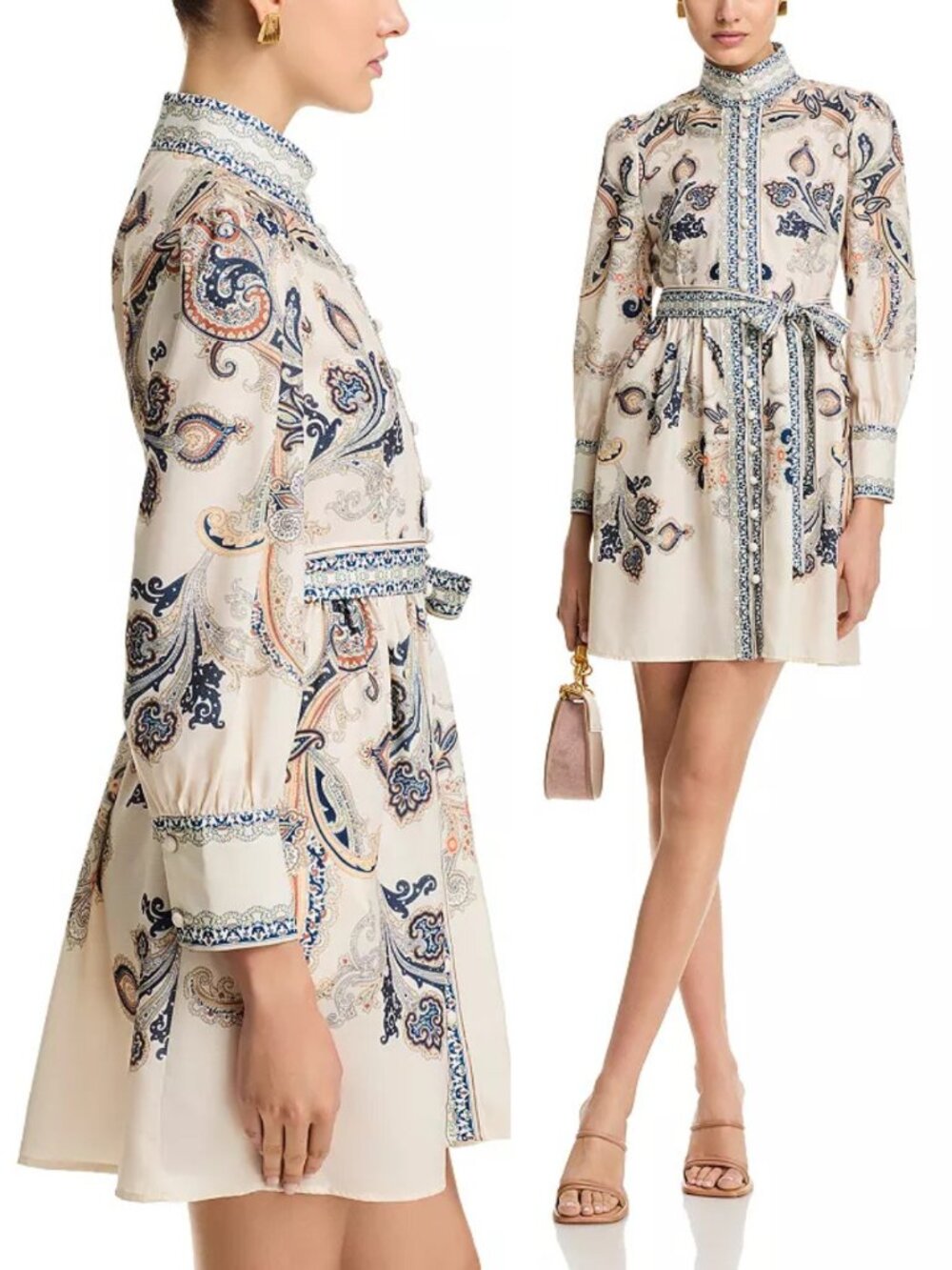Nancy Yang Belted Mini Shirt Dress